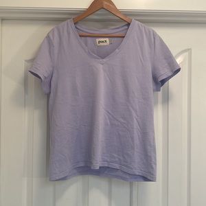 Pact Organic Wisteria “The Frame” V-Neck Tee L